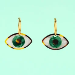 Outlet Boucles d'oreilles Oeil - Vert Bijoux