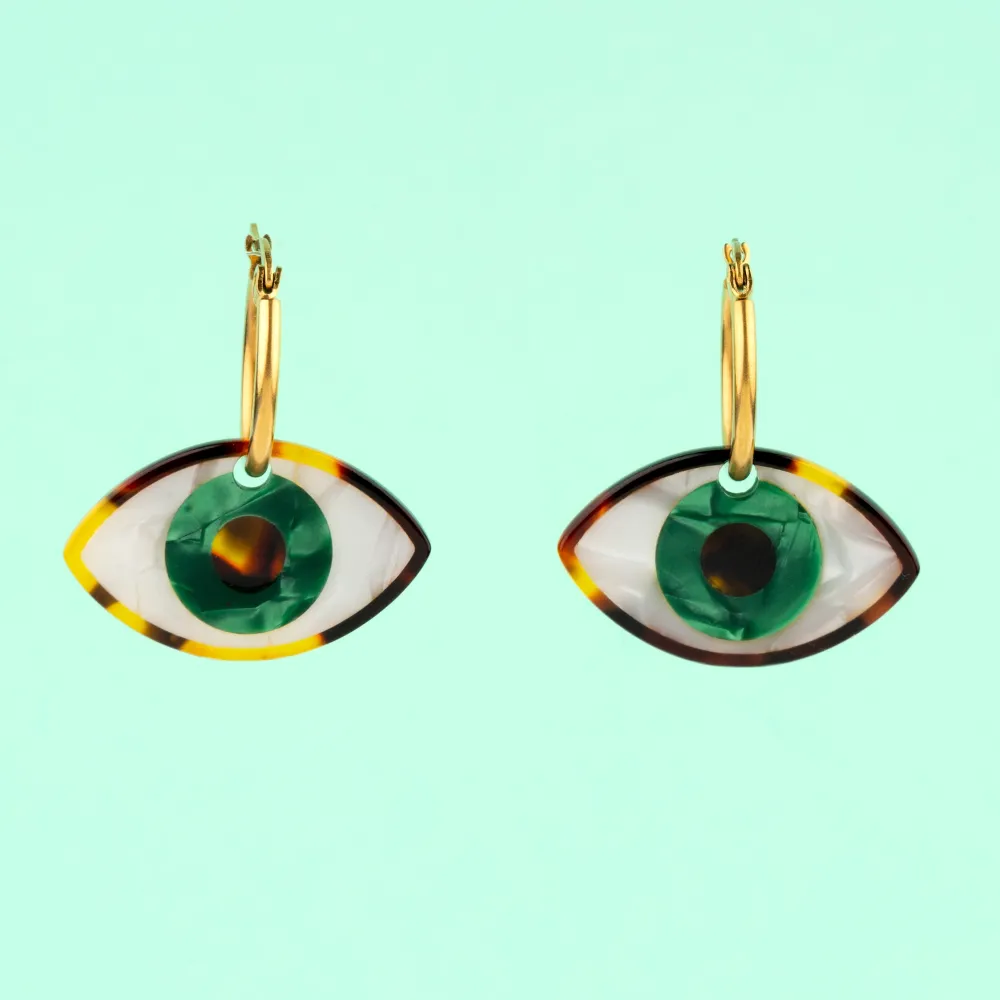 Outlet Boucles d'oreilles Oeil - Vert Bijoux