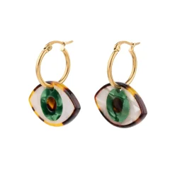 Outlet Boucles d'oreilles Oeil - Vert Bijoux