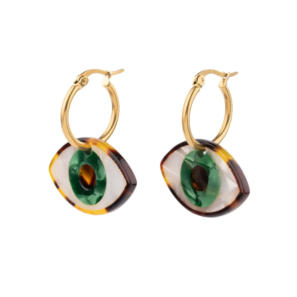 Outlet Boucles d'oreilles Oeil - Vert Bijoux