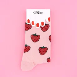 New Chaussettes à paillettes Fraise Chaussettes Coton