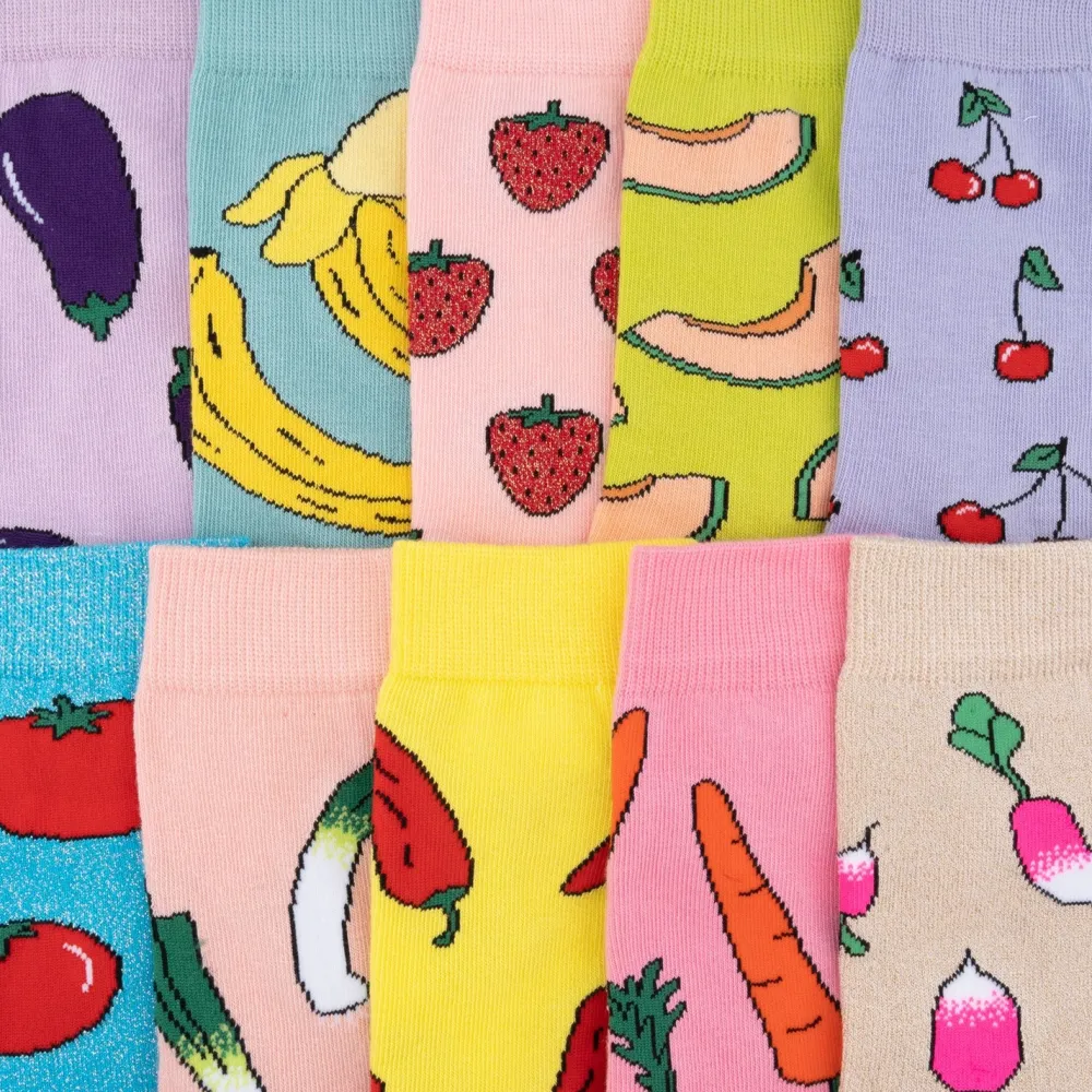 New Chaussettes à paillettes Fraise Chaussettes Coton