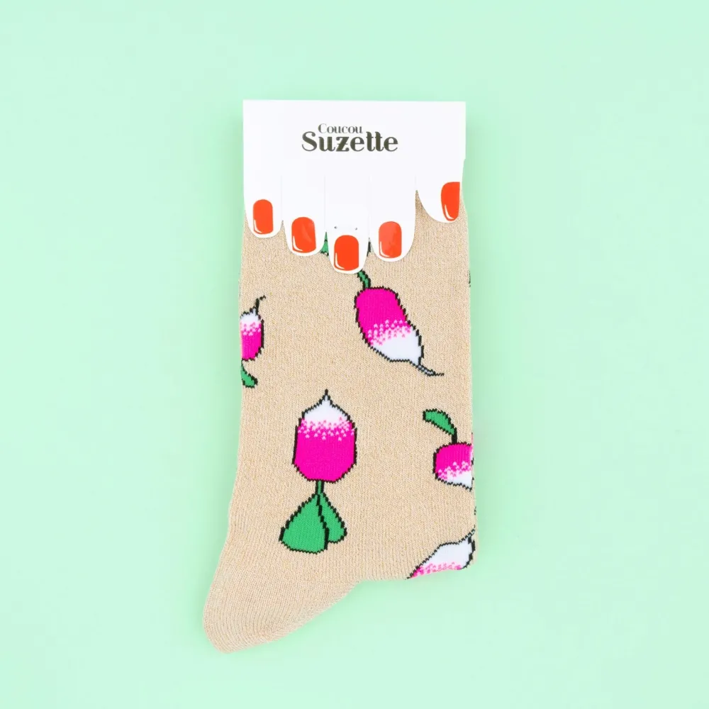 Fashion Chaussettes à paillettes Radis Chaussettes Coton