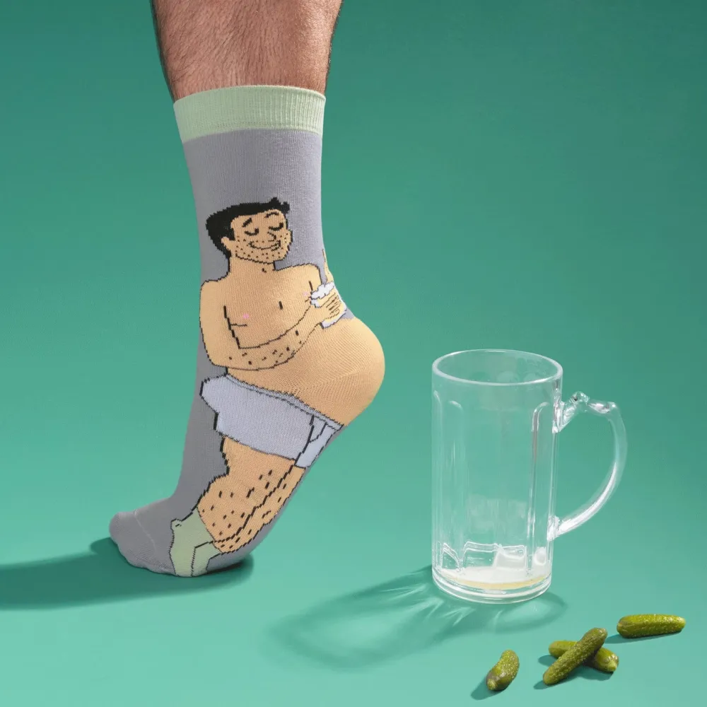 Outlet Chaussettes Bidon Bière - Blanc Chaussettes Coton