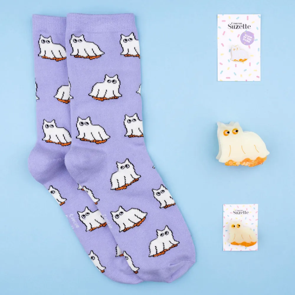 Store Chaussettes Chat Fantôme Chaussettes Coton