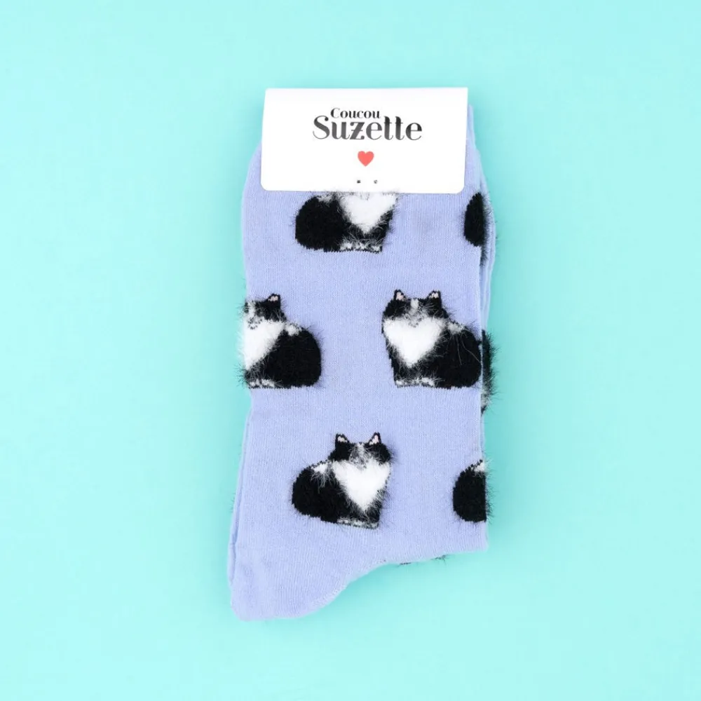 Discount Chaussettes Chat Noir & Blanc Chaussettes Coton