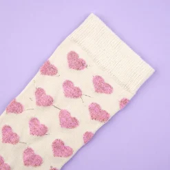 Cheap Chaussettes Coeur rose à paillettes Chaussettes Coton