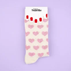 Cheap Chaussettes Coeur rose à paillettes Chaussettes Coton