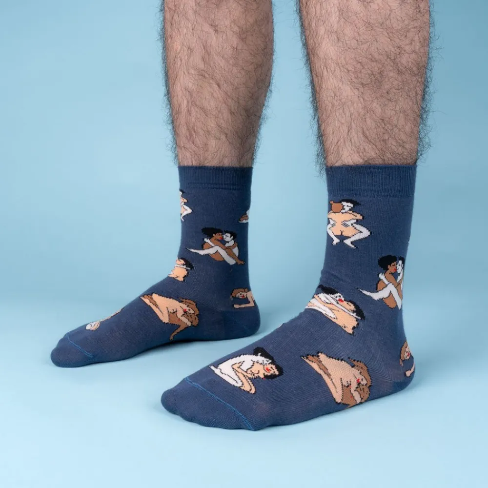 Best Sale Chaussettes Kamasutra - Couples Heteros - Bleu Chaussettes Coton