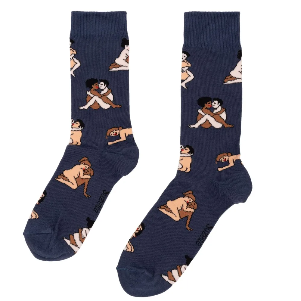 Best Sale Chaussettes Kamasutra - Couples Heteros - Bleu Chaussettes Coton