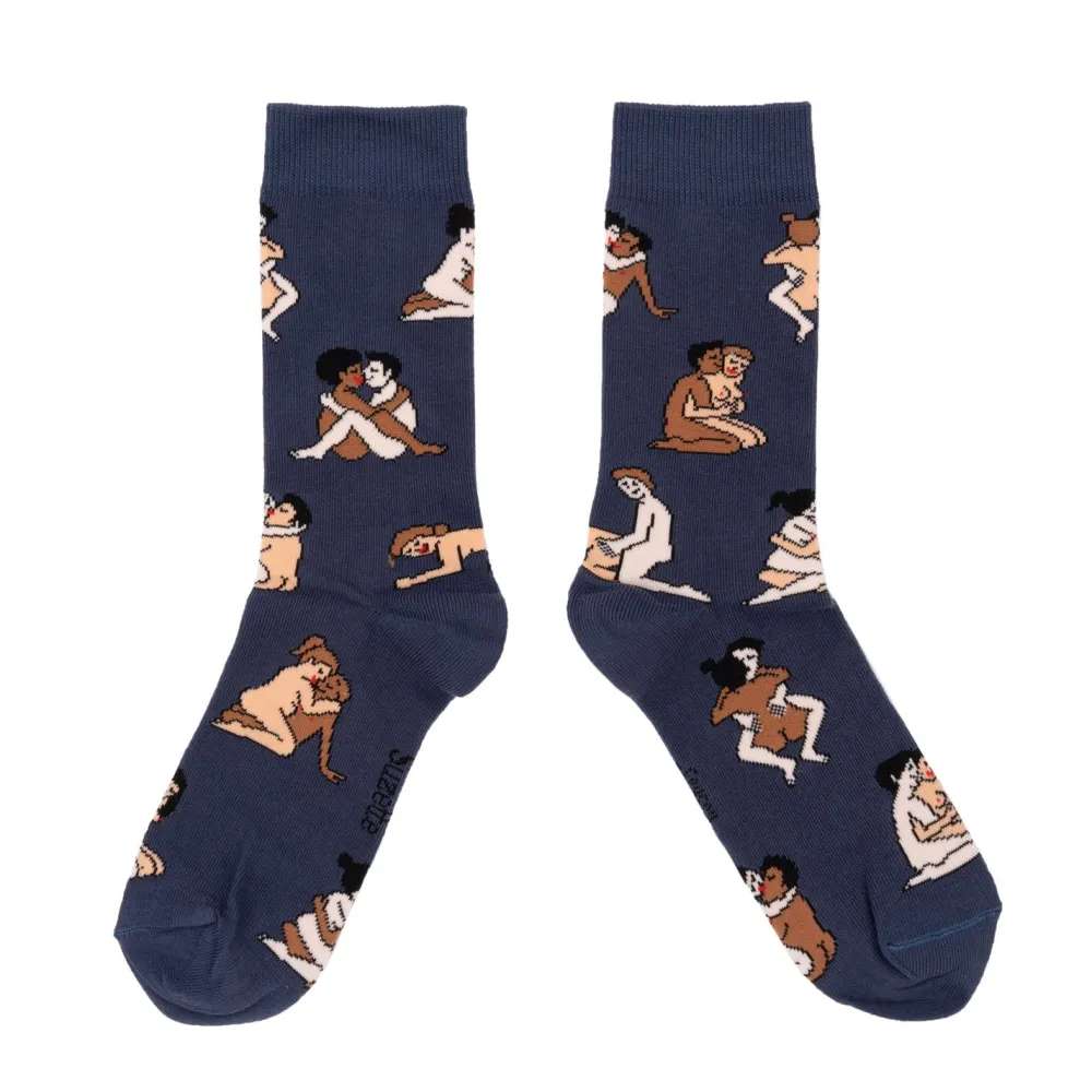 Best Sale Chaussettes Kamasutra - Couples Heteros - Bleu Chaussettes Coton