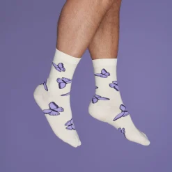 Clearance Chaussettes Papillon Mauve Chaussettes Coton