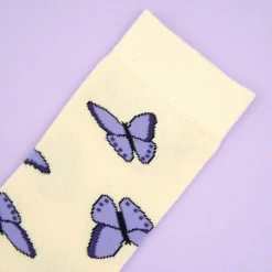 Clearance Chaussettes Papillon Mauve Chaussettes Coton