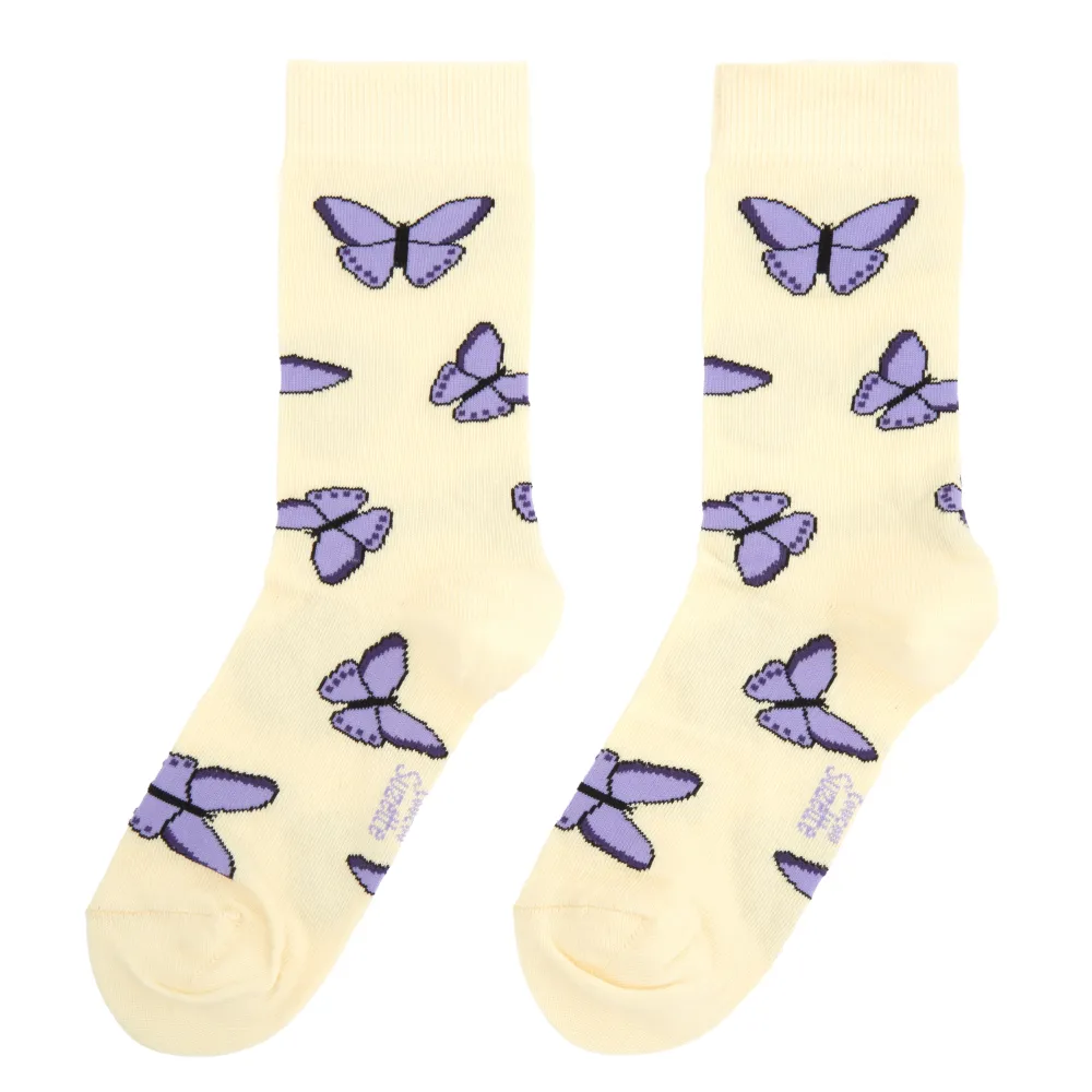 Clearance Chaussettes Papillon Mauve Chaussettes Coton