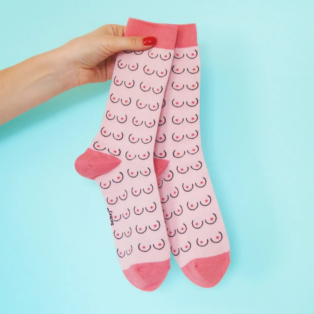 Shop Chaussettes Seins - Blanc Chaussettes Coton