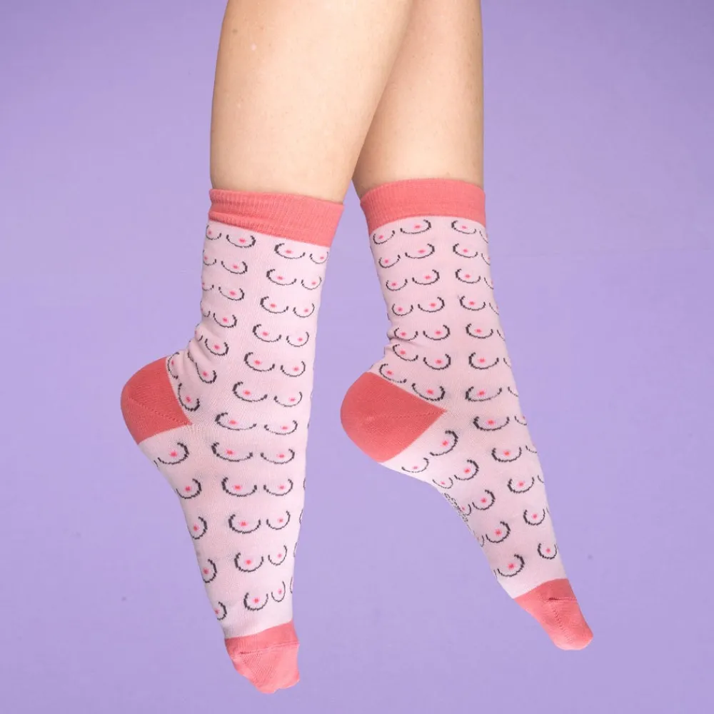 Shop Chaussettes Seins - Blanc Chaussettes Coton
