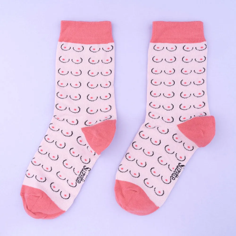 Shop Chaussettes Seins - Blanc Chaussettes Coton