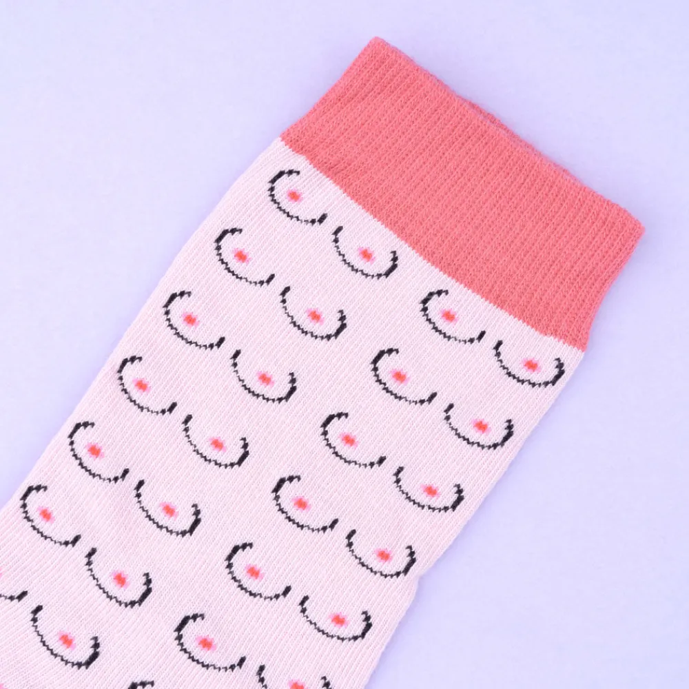 Shop Chaussettes Seins - Blanc Chaussettes Coton