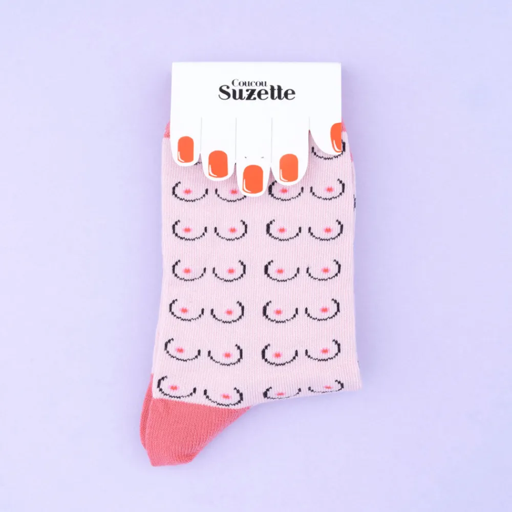Shop Chaussettes Seins - Blanc Chaussettes Coton