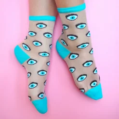 Store Chaussettes transparentes Oeil - Bleu Chaussettes Transparentes