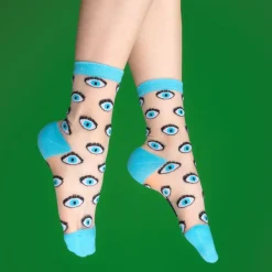 Store Chaussettes transparentes Oeil - Bleu Chaussettes Transparentes