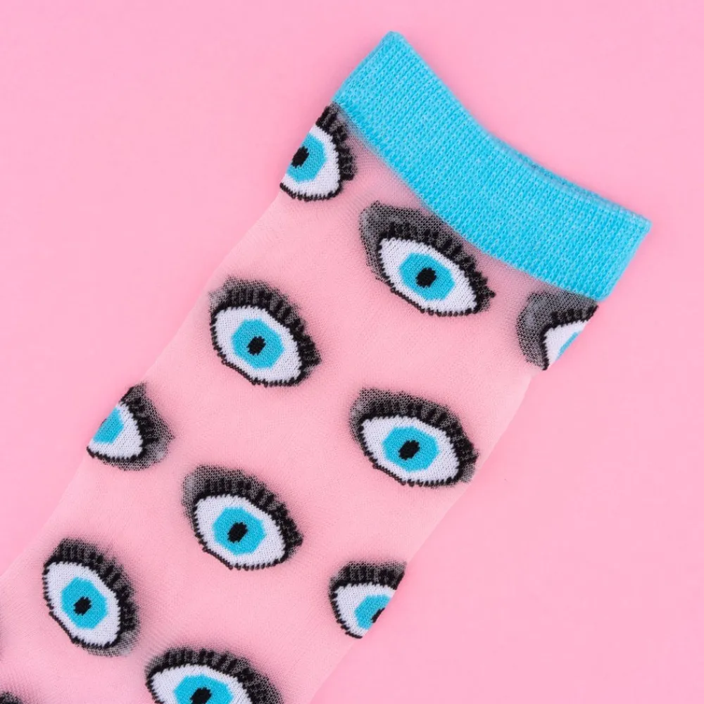 Store Chaussettes transparentes Oeil - Bleu Chaussettes Transparentes