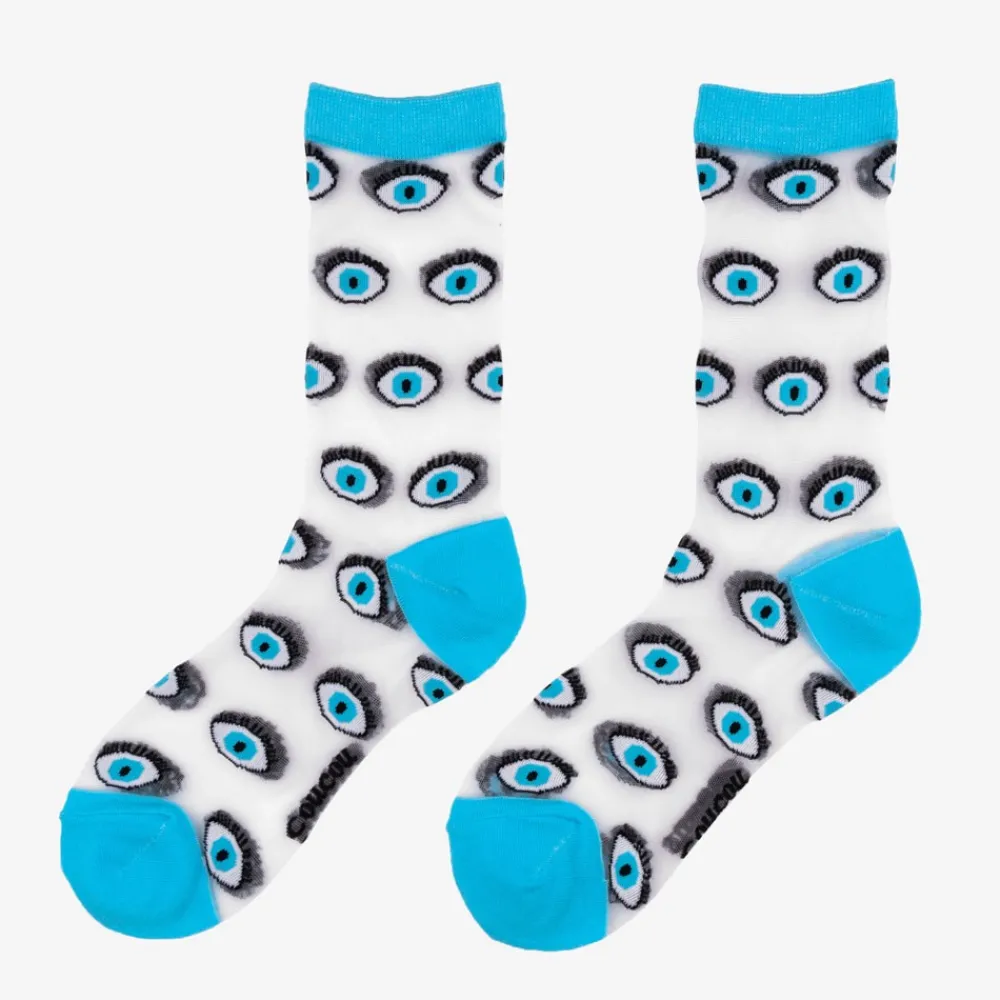 Store Chaussettes transparentes Oeil - Bleu Chaussettes Transparentes