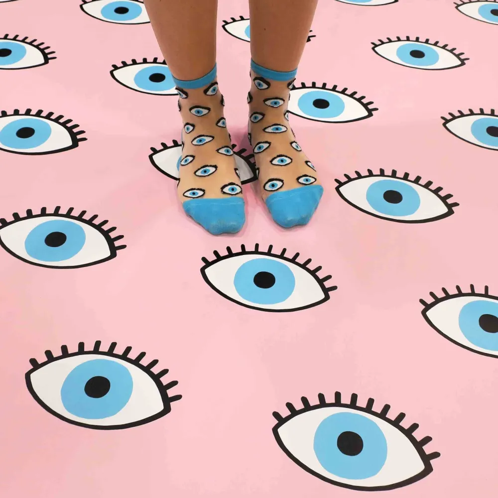 Store Chaussettes transparentes Oeil - Bleu Chaussettes Transparentes