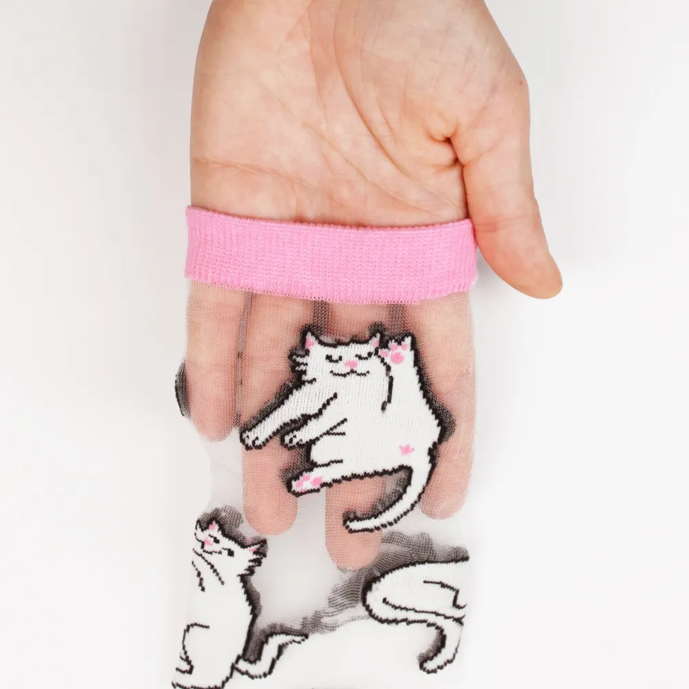 Online Chaussettes transparentes Chat Blanc Chaussettes Transparentes