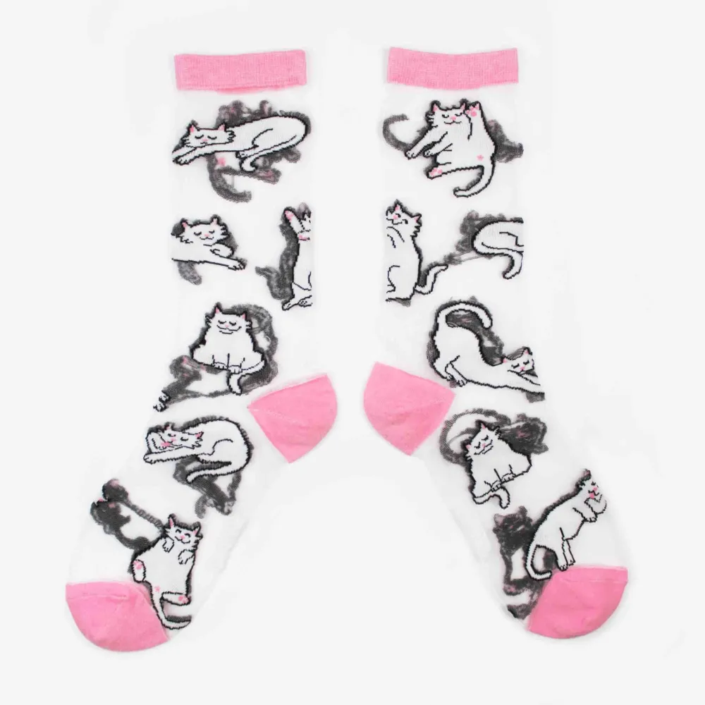 Online Chaussettes transparentes Chat Blanc Chaussettes Transparentes