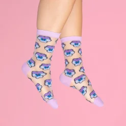 New Chaussettes transparentes Pensée Mauve Chaussettes Transparentes