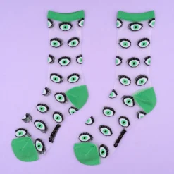 Fashion Chaussettes transparentes Oeil - Vert Chaussettes Transparentes