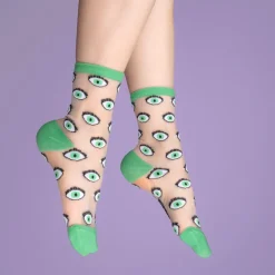 Fashion Chaussettes transparentes Oeil - Vert Chaussettes Transparentes