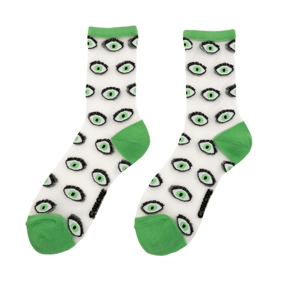 Fashion Chaussettes transparentes Oeil - Vert Chaussettes Transparentes