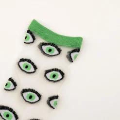 Fashion Chaussettes transparentes Oeil - Vert Chaussettes Transparentes