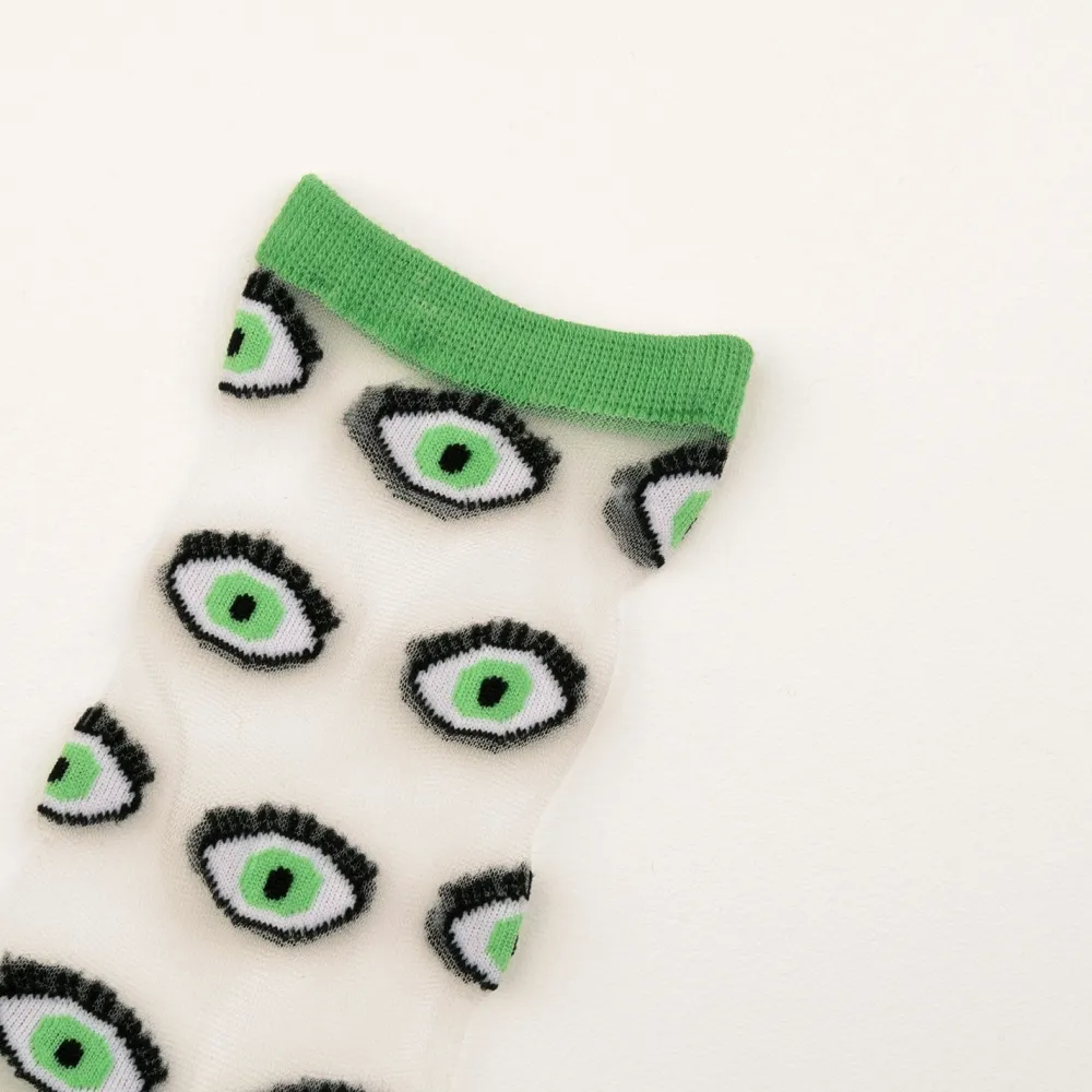 Fashion Chaussettes transparentes Oeil - Vert Chaussettes Transparentes