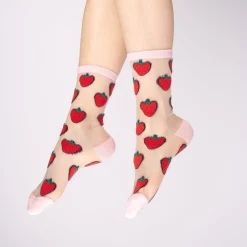 Shop Chaussettes transparentes Fraise Chaussettes Transparentes
