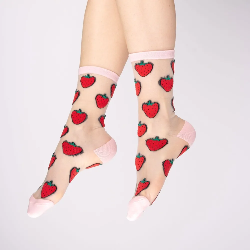 Shop Chaussettes transparentes Fraise Chaussettes Transparentes