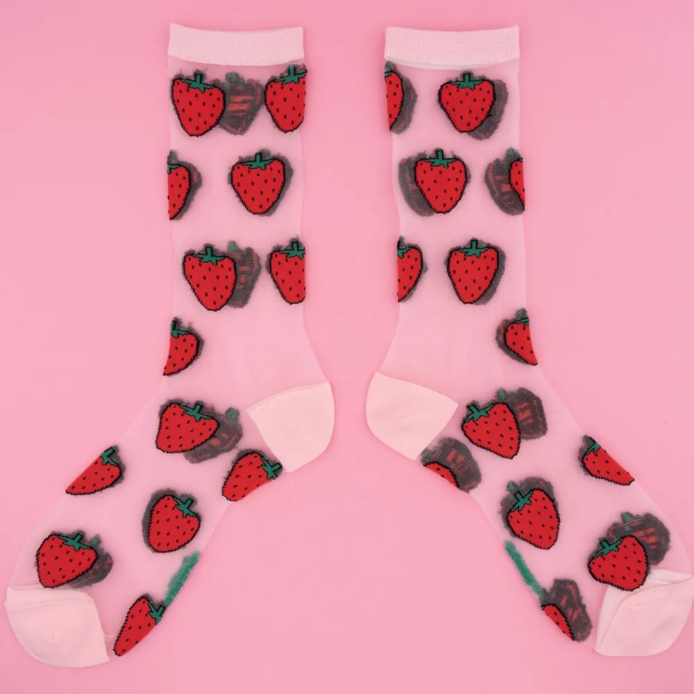 Shop Chaussettes transparentes Fraise Chaussettes Transparentes