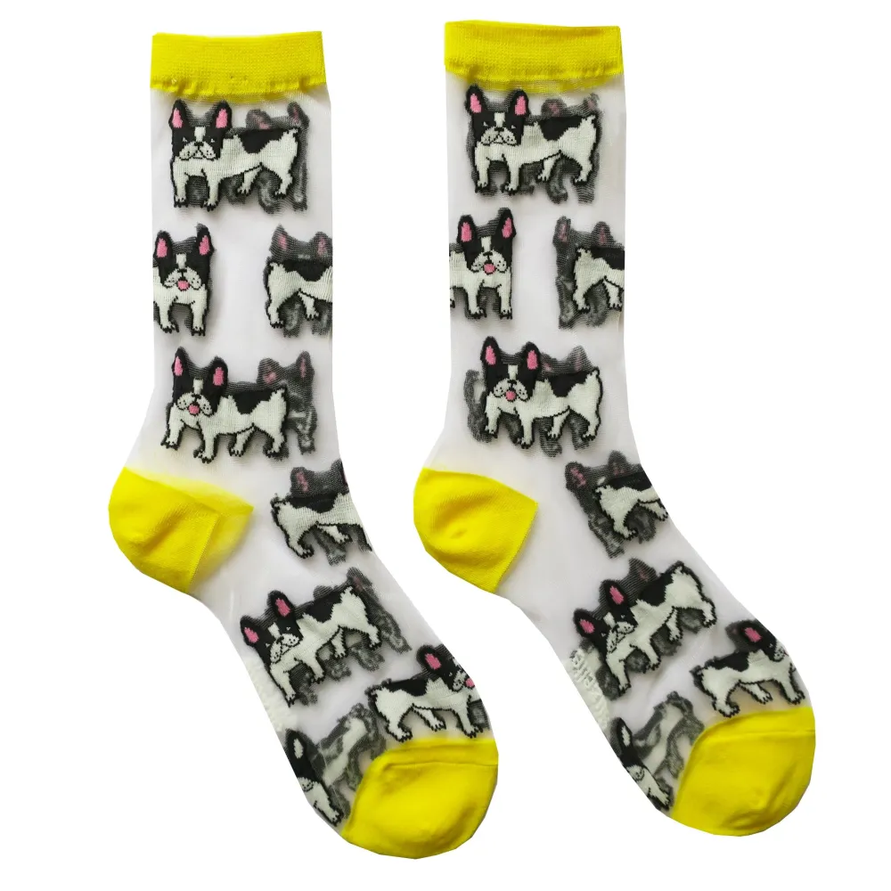 Sale Chaussettes transparentes Bouledogue Chaussettes Transparentes