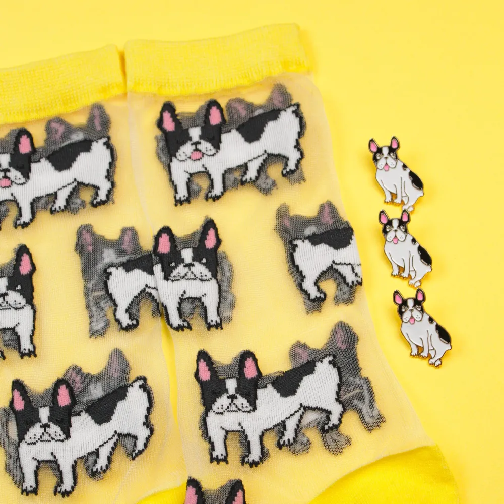 Sale Chaussettes transparentes Bouledogue Chaussettes Transparentes