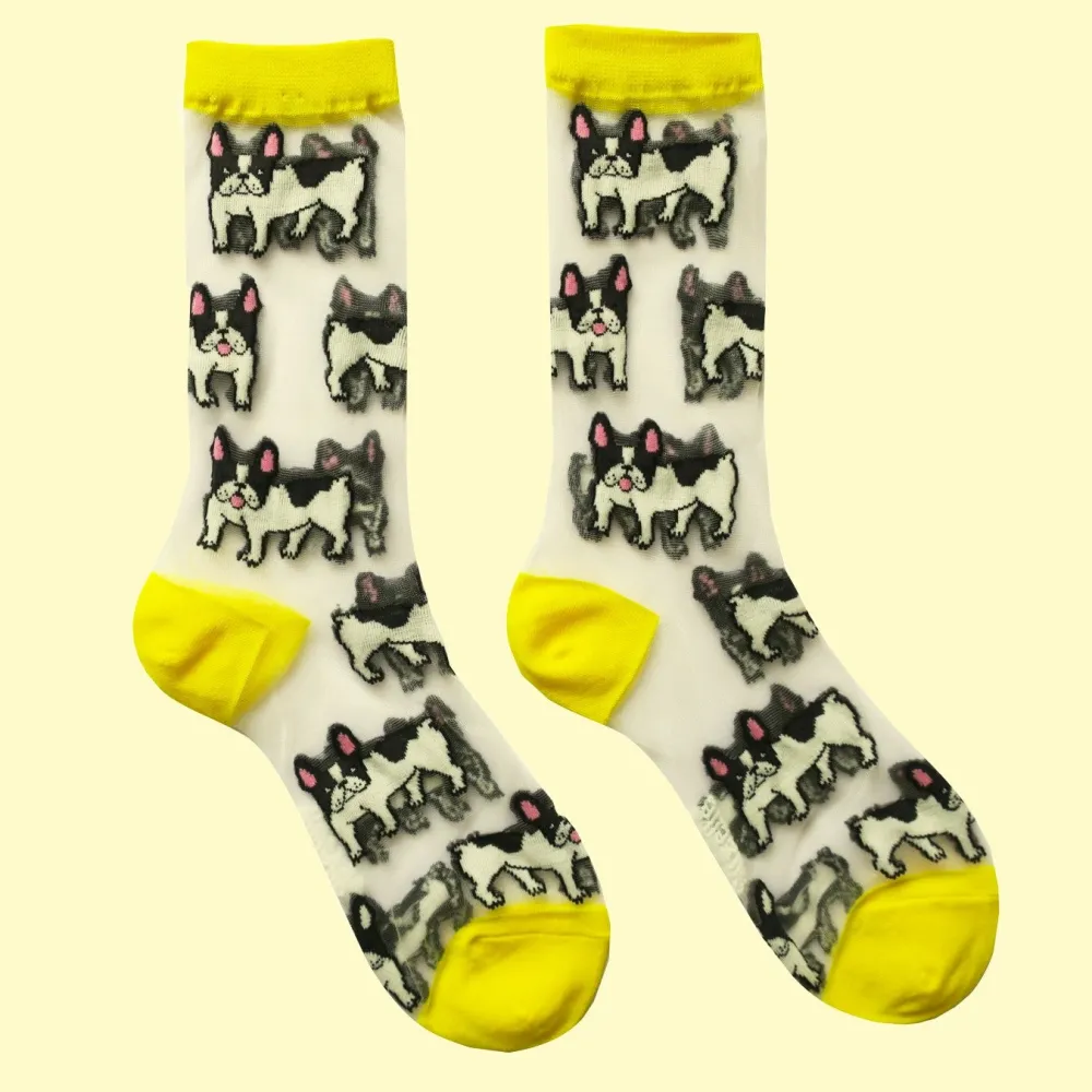 Sale Chaussettes transparentes Bouledogue Chaussettes Transparentes