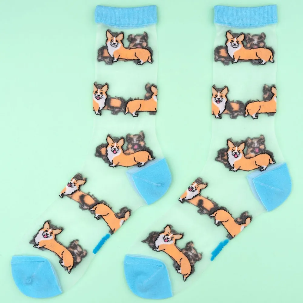 Fashion Chaussettes transparentes Corgi Chaussettes Transparentes