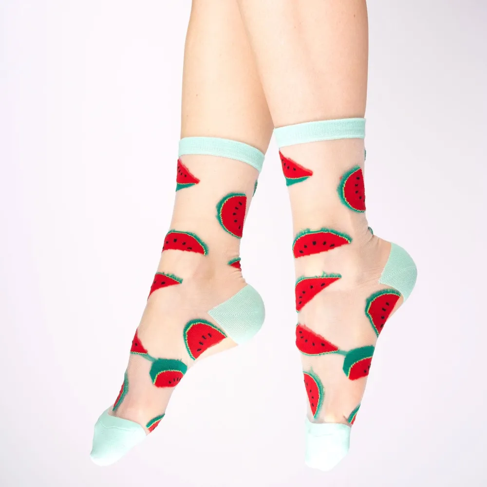 New Chaussettes transparentes Pastèque Chaussettes Transparentes