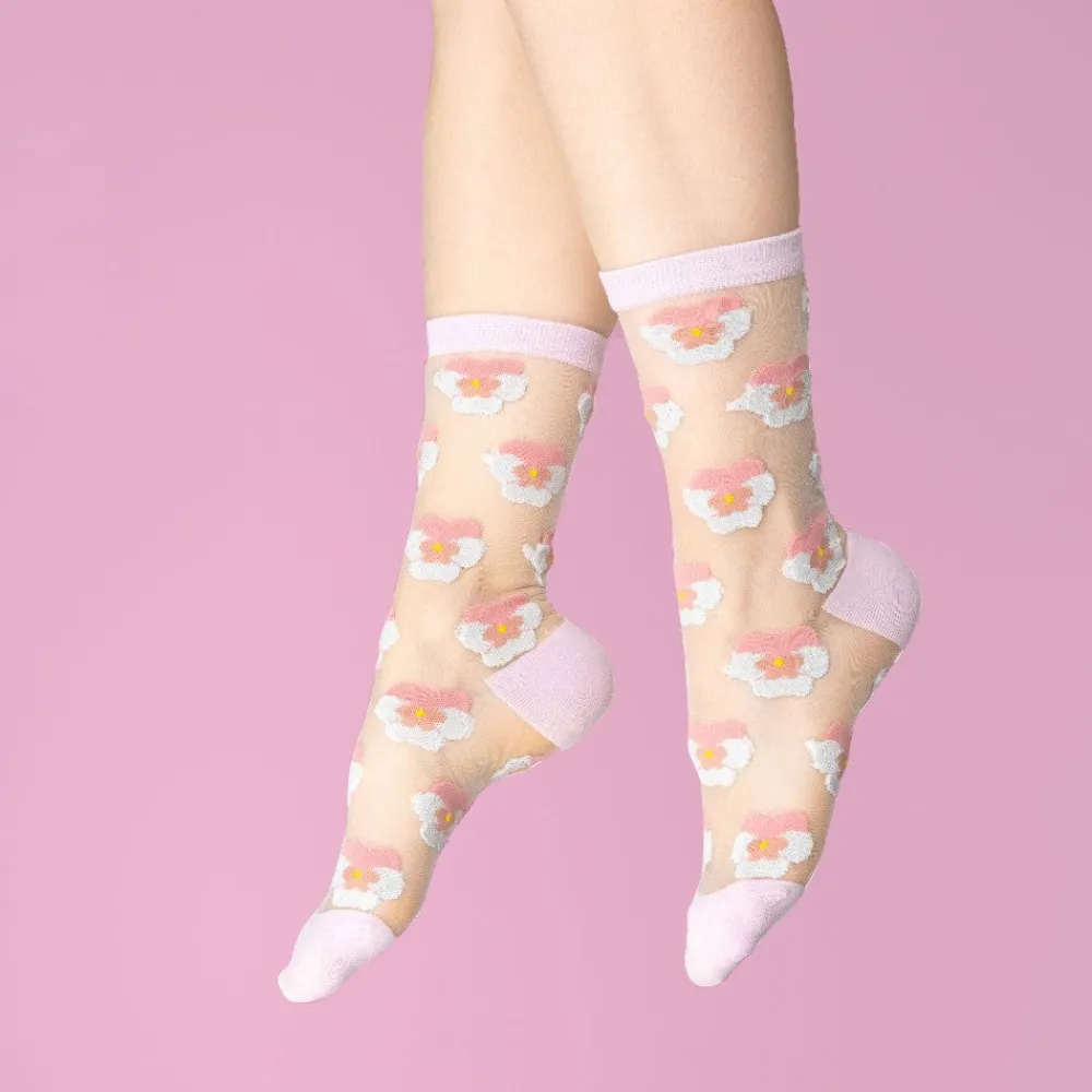 Best Chaussettes transparentes Pensée Rose Chaussettes Transparentes