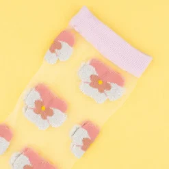 Best Chaussettes transparentes Pensée Rose Chaussettes Transparentes