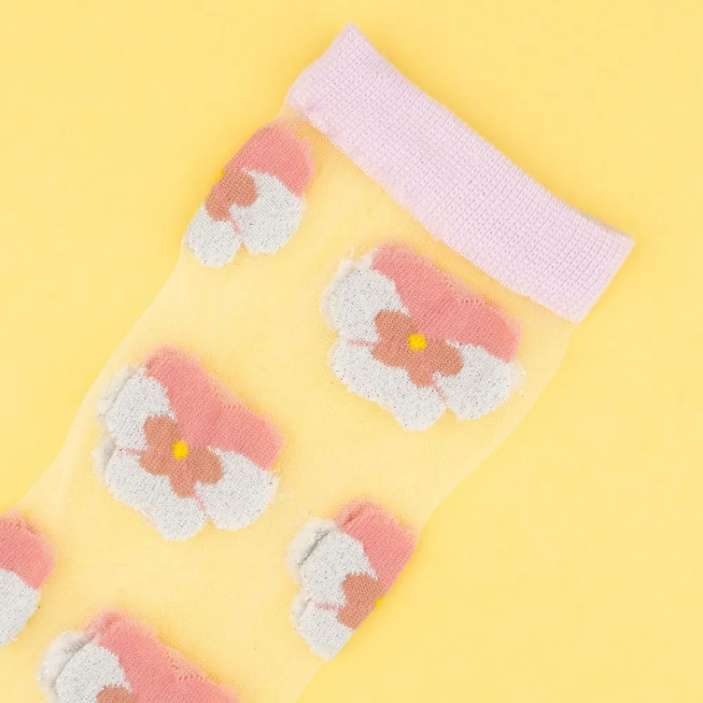 Best Chaussettes transparentes Pensée Rose Chaussettes Transparentes
