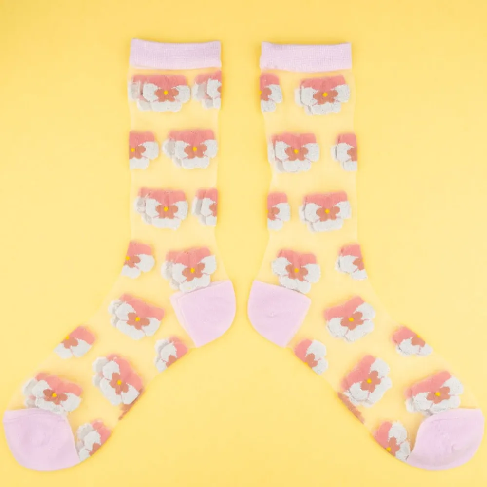 Best Chaussettes transparentes Pensée Rose Chaussettes Transparentes