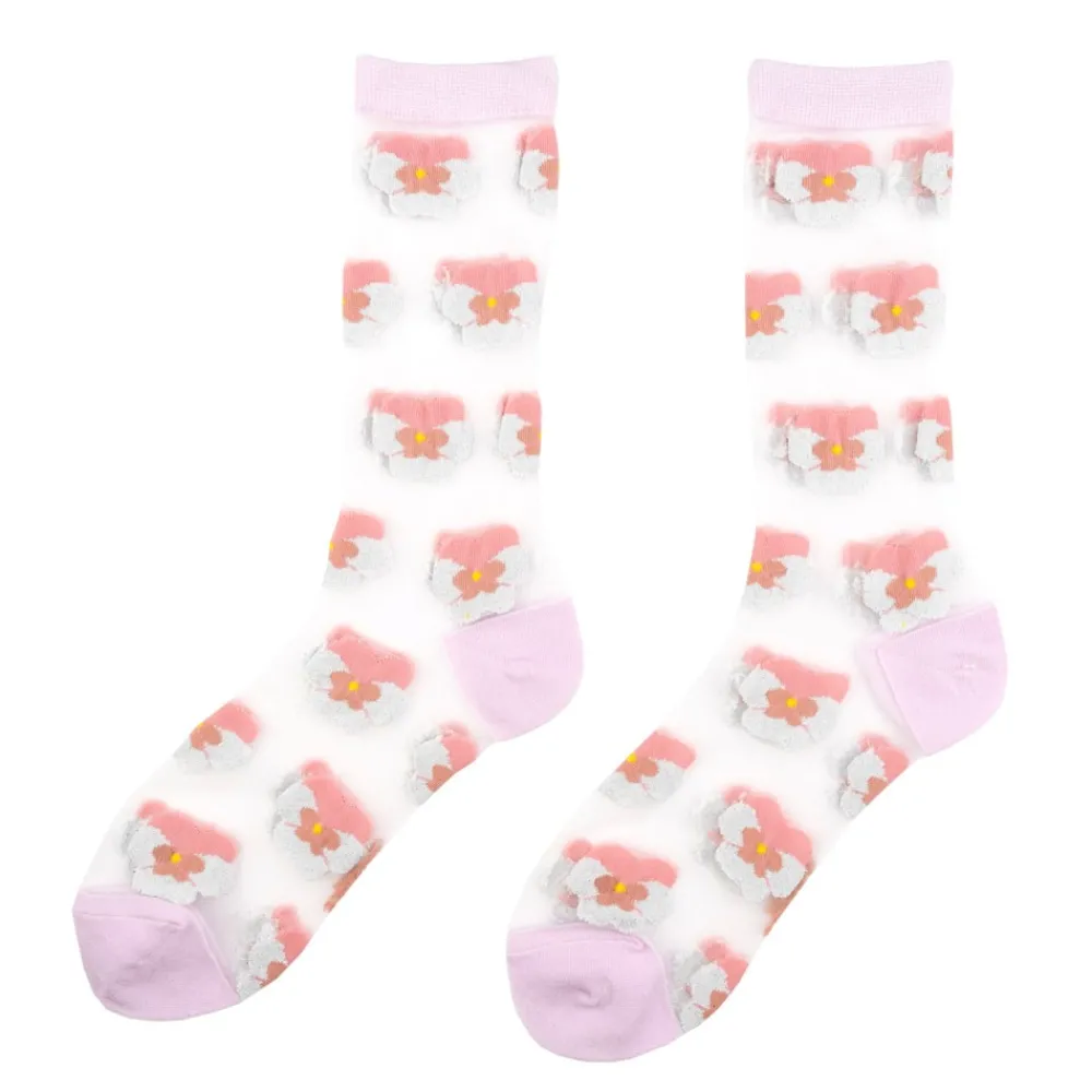 Best Chaussettes transparentes Pensée Rose Chaussettes Transparentes