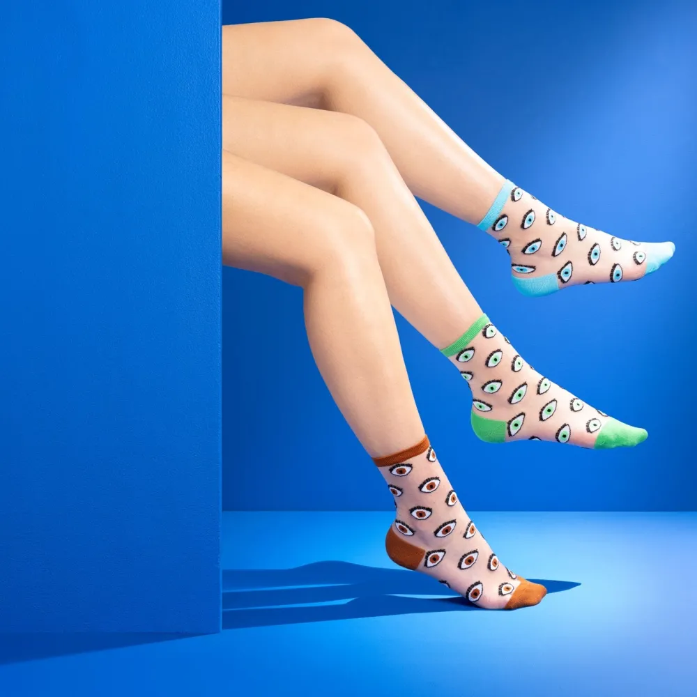 Clearance Chaussettes transparentes Oeil - Marron Chaussettes Transparentes